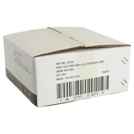 Лента светодиодная LEDх60/м 1м 6w/m 220в IP65 3000К SAFFIT SST20 55243