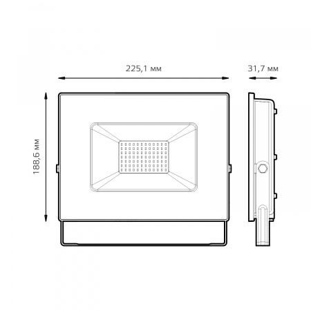 Прожектор светодиодный ДО 70 Вт 6500К 6300 лм 200-240В IP65 225х189х32мм Алюминий Basic Gauss GAUSS 688100370