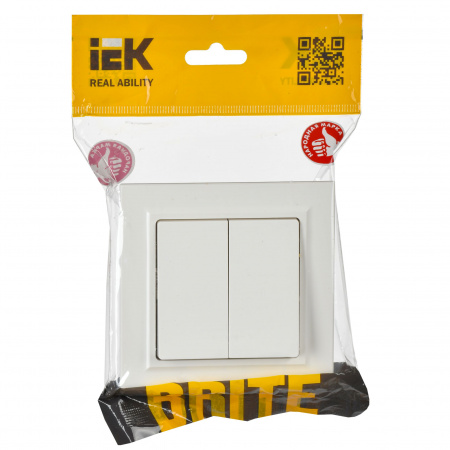 BRITE Выключатель двухклавишный проходной 10А ВС10-2-6-БрБ белый IEK BR-V22-0-10-K01