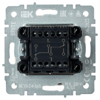 BRITE Выключатель двухклавишный проходной 10А ВС10-2-6-БрБ белый IEK BR-V22-0-10-K01