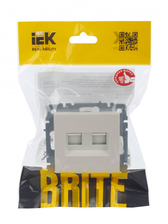 BRITE Розетка компьютерная двойная кат.5E RJ45 РК10-2-БрЖ жемчуг IEK BR-K20-1-K36