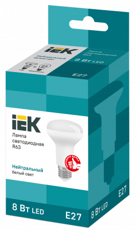 LLE-R63-8-230-40-E27 Лампа светодиодная R63 рефлектор 8Вт 230В 4000К E27 IEK 