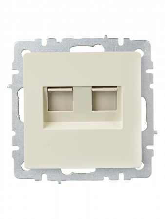 BRITE Розетка компьютерная двойная RJ45 кат.5E РК10-2-БрКр бежевый IEK BR-K20-1-K10