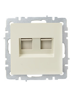 BRITE Розетка компьютерная двойная RJ45 кат.5E РК10-2-БрКр бежевый IEK BR-K20-1-K10