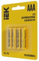 Батарейка щелочная Alkaline LR03/AAA (4шт/блистер) IEK ABT-LR03-OP-L04