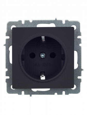 BR-R14-16-K53 BRITE Розетка с заземлением с защитными шторками 16А РС14-1-0-БрГ графит IEK 