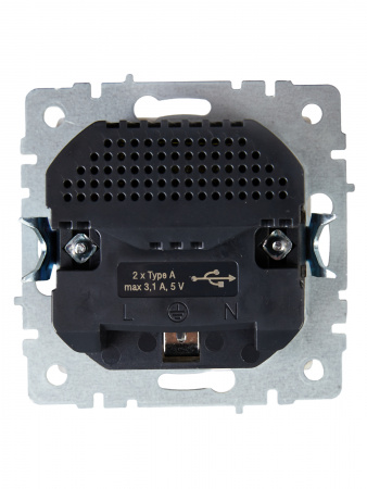 BRITE Розетка 1 пост с заземлением с защитными шторками 16А с USB A+A 5В 3.1А РЮш10-2-БрБ белый IEK BR-R14-16-U21-D31-K01