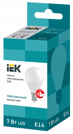 Лампа светодиодная G45 шар 7Вт 230В 4000К E14 IEK LLE-G45-7-230-40-E14