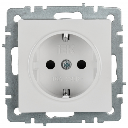 BRITE Розетка с заземлением с защитными шторками 16А РС14-1-0-БрБ белый IEK BR-R14-16-K01