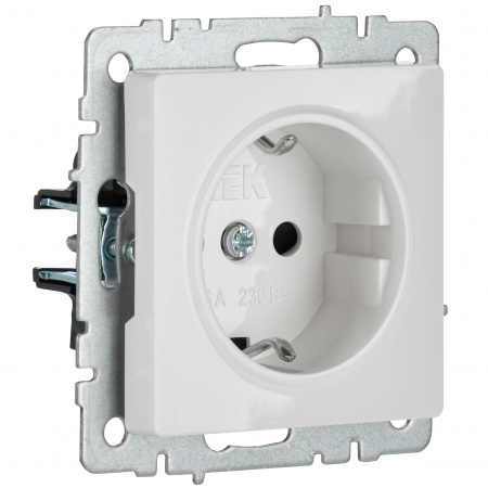 BRITE Розетка с заземлением с защитными шторками 16А РС14-1-0-БрБ белый IEK BR-R14-16-K01