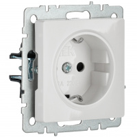 BRITE Розетка с заземлением с защитными шторками 16А РС14-1-0-БрБ белый IEK BR-R14-16-K01
