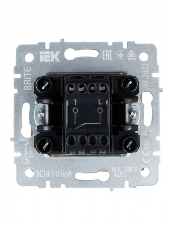 BR-V10-0-10-K47 BRITE Выключатель одноклавишный 10А ВС10-1-0-БрА алюминий IEK 