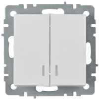 BRITE Выключатель двухклавишный с индикацией 10А ВС10-2-1-БрБ белый IEK BR-V20-1-10-K01