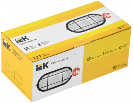 Светильник НПП1402 черный/овал с реш.60Вт IP54 IEK LNPP0-1402-1-060-K02