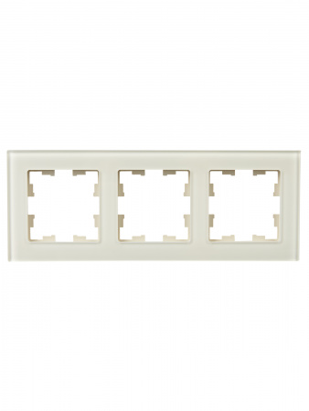 BR-M32-G-K10 BRITE Рамка 3 поста РУ-3-2-БрВа стекло ванильный IEK 
