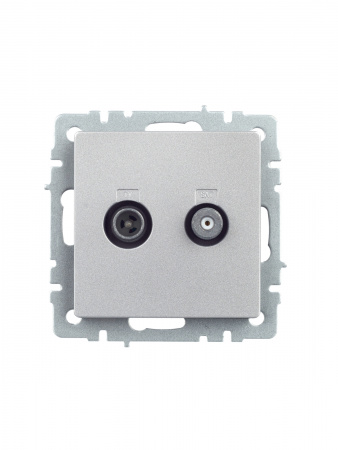 BRITE Розетка двойная TV+SAT РТВ/РСп12-БрА алюминий IEK BR-AF20-O-K47