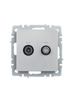 BRITE Розетка двойная TV+SAT РТВ/РСп12-БрА алюминий IEK BR-AF20-O-K47