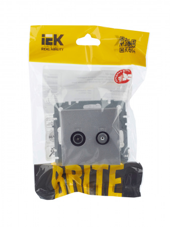 BRITE Розетка двойная TV+SAT РТВ/РСп12-БрА алюминий IEK BR-AF20-O-K47