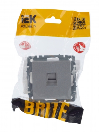 BRITE Розетка компьютерная RJ45 кат.5E РК10-БрА алюминий IEK BR-K10-1-K47
