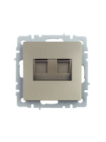 BRITE Розетка компьютерная двойная RJ45 кат.5E РК10-2-БрШ шампань IEK BR-K20-1-K37
