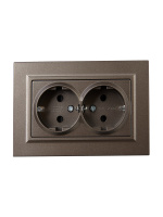 BRITE Розетка двойная с заземлением с защитными шторками 16А в сборе РСш12-3-БрТБ темная бронза IEK BR-R24-16-K45-F