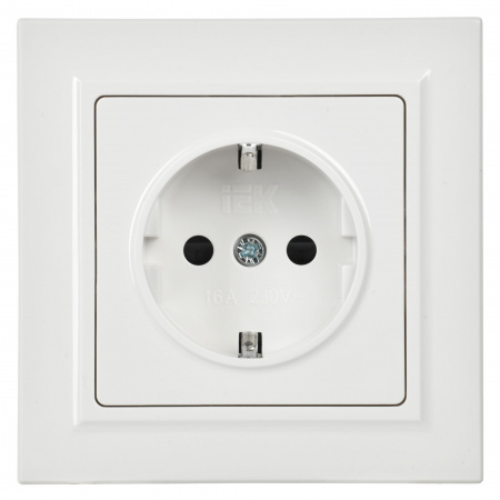 BRITE Розетка с заземлением с защитными шторками 16А в сборе РСР14-1-0-БрБ белый IEK BR-R14-16-K01-F