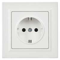 BRITE Розетка с заземлением с защитными шторками 16А в сборе РСР14-1-0-БрБ белый IEK BR-R14-16-K01-F