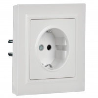 BRITE Розетка с заземлением с защитными шторками 16А в сборе РСР14-1-0-БрБ белый IEK BR-R14-16-K01-F