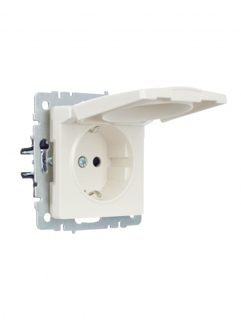 BR-R16-16-44-K36 BRITE Розетка с заземлением с защитными шторками и крышкой 16А IP44 РСбш10-3-44-БрЖ жемчуг IEK 