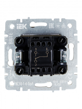 BRITE Выключатель одноклавишный проходной 10А ВС10-1-6-БрА алюминий IEK BR-V12-0-10-K47