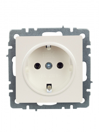 BRITE Розетка с заземлением без защитных шторок 16А РС11-1-0-БрЖ жемчуг IEK BR-R11-16-K36