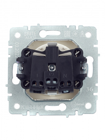 BRITE Розетка с заземлением без защитных шторок 16А РС11-1-0-БрЖ жемчуг IEK BR-R11-16-K36