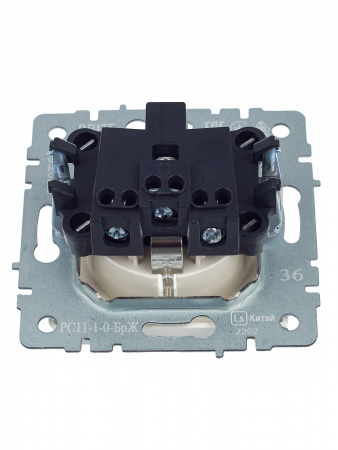 BRITE Розетка с заземлением без защитных шторок 16А РС11-1-0-БрЖ жемчуг IEK BR-R11-16-K36