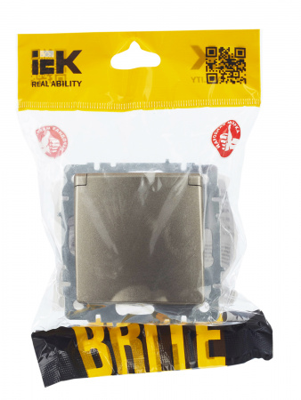 BRITE Розетка с заземлением с защитными шторками и крышкой 16А IP44 РСбш10-3-44-БрШ шампань IEK BR-R16-16-44-K37