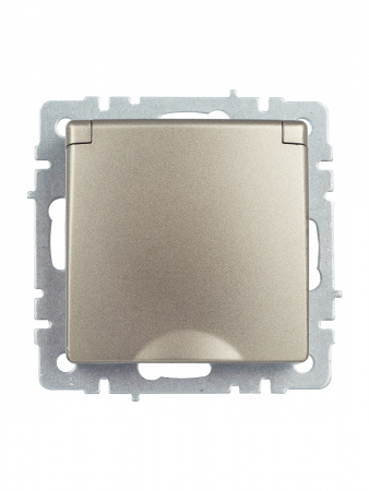 BRITE Розетка с заземлением с защитными шторками и крышкой 16А IP44 РСбш10-3-44-БрШ шампань IEK BR-R16-16-44-K37