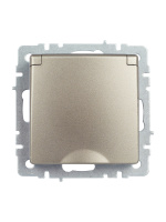 BRITE Розетка с заземлением с защитными шторками и крышкой 16А IP44 РСбш10-3-44-БрШ шампань IEK BR-R16-16-44-K37