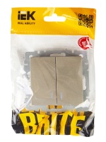 BRITE Выключатель двухклавишный с индикацией 10А ВС10-2-1-БрШ шампань IEK BR-V20-1-10-K37