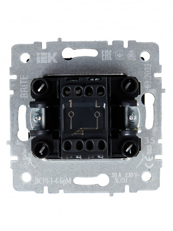 BRITE Выключатель одноклавишный самовозвратный 10А ВС10-1-4-БрМ маренго IEK BR-V14-0-10-K35