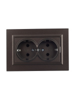 BRITE Розетка двойная с заземлением без защитных шторок 16А в сборе РС12-3-БрТБ темная бронза IEK BR-R21-16-K45-F