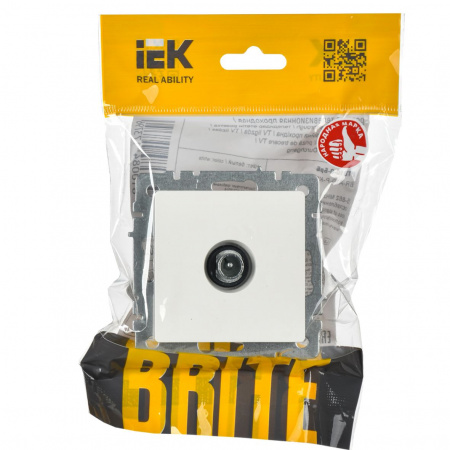 BR-A10-P-K01 BRITE Розетка TV проходная РТВ10-0-БрБ белый IEK 