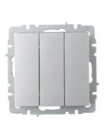 BRITE Выключатель трехклавишный 10А ВС10-3-0-БрА алюминий IEK BR-V30-0-10-K47