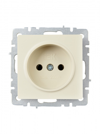 BRITE Розетка без заземления без защитных шторок 10А РС10-1-0-БрКр бежевый IEK BR-R10-10-K10