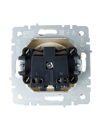 BRITE Розетка без заземления без защитных шторок 10А РС10-1-0-БрКр бежевый IEK BR-R10-10-K10