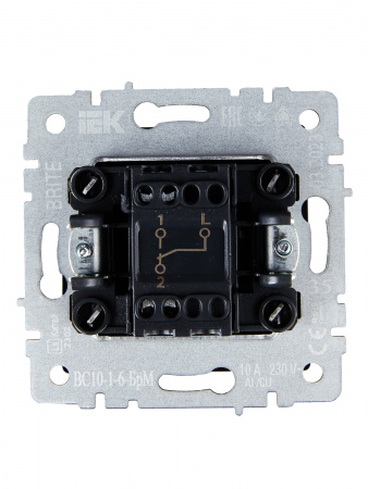 BRITE Выключатель одноклавишный проходной 10А ВС10-1-6-БрМ маренго IEK BR-V12-0-10-K35