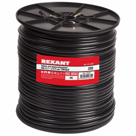 Кабель КВК-П-2 +2х0.75 кв.мм (Cu/Cu) черный (200 м), REXANT 01-4105
