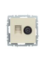 BRITE Розетка двойная TV+RJ45 кат.5E РТВ/РК12-БрКр бежевый IEK BR-AK20-1-K10