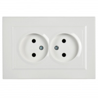 BRITE Розетка двойная без заземления без защитных шторок 10А в сборе РС12-2-БрБ белый IEK BR-R20-10-K01-F