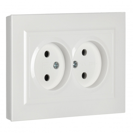 BRITE Розетка двойная без заземления без защитных шторок 10А в сборе РС12-2-БрБ белый IEK BR-R20-10-K01-F