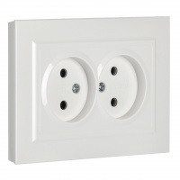 BRITE Розетка двойная без заземления без защитных шторок 10А в сборе РС12-2-БрБ белый IEK BR-R20-10-K01-F