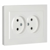 BRITE Розетка двойная без заземления без защитных шторок 10А в сборе РС12-2-БрБ белый IEK BR-R20-10-K01-F